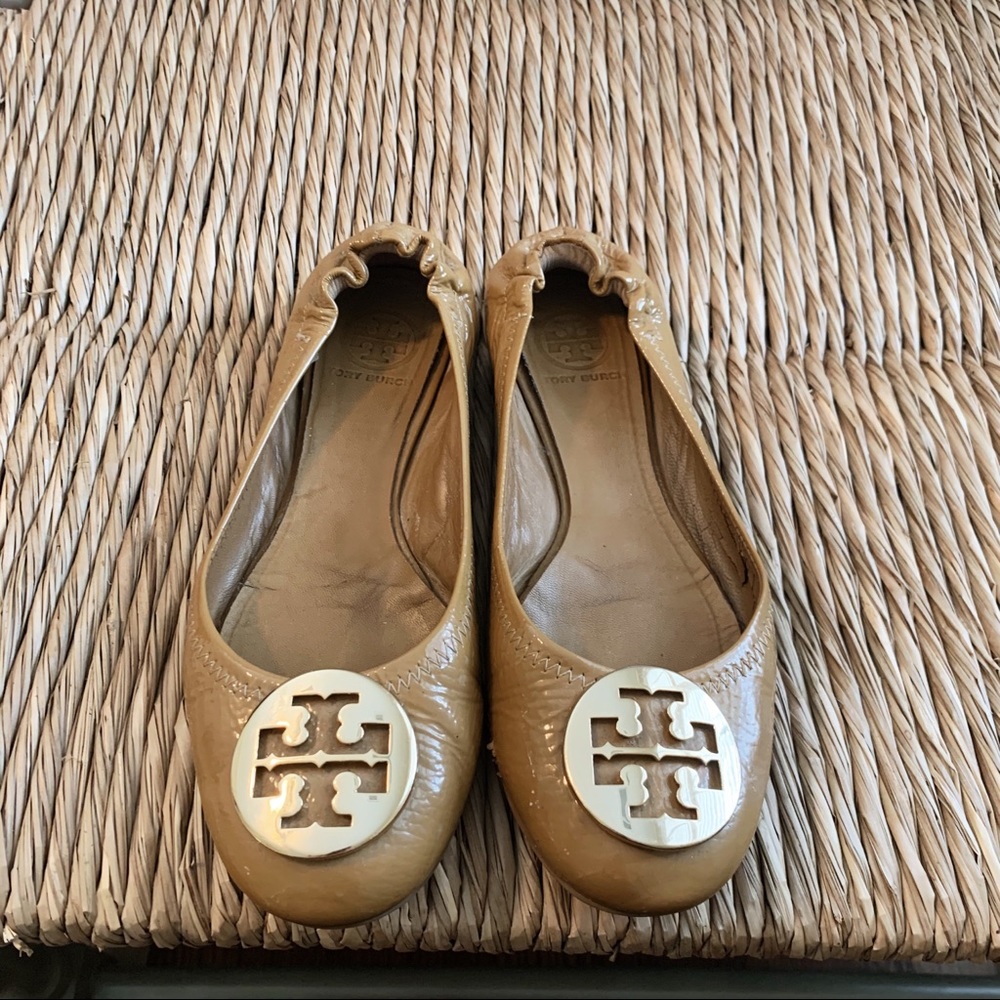 Tory Burch Patent Leather Logo Flats